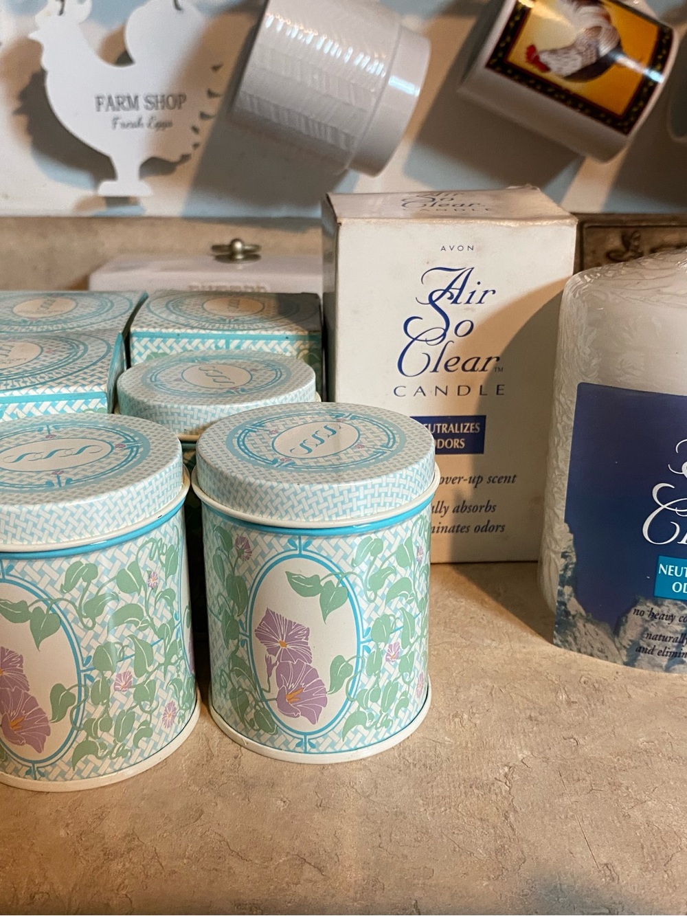 NEW Vintage Avon Skin-So-Soft Refillable Candles & Air So Clear Odor Neutralizer